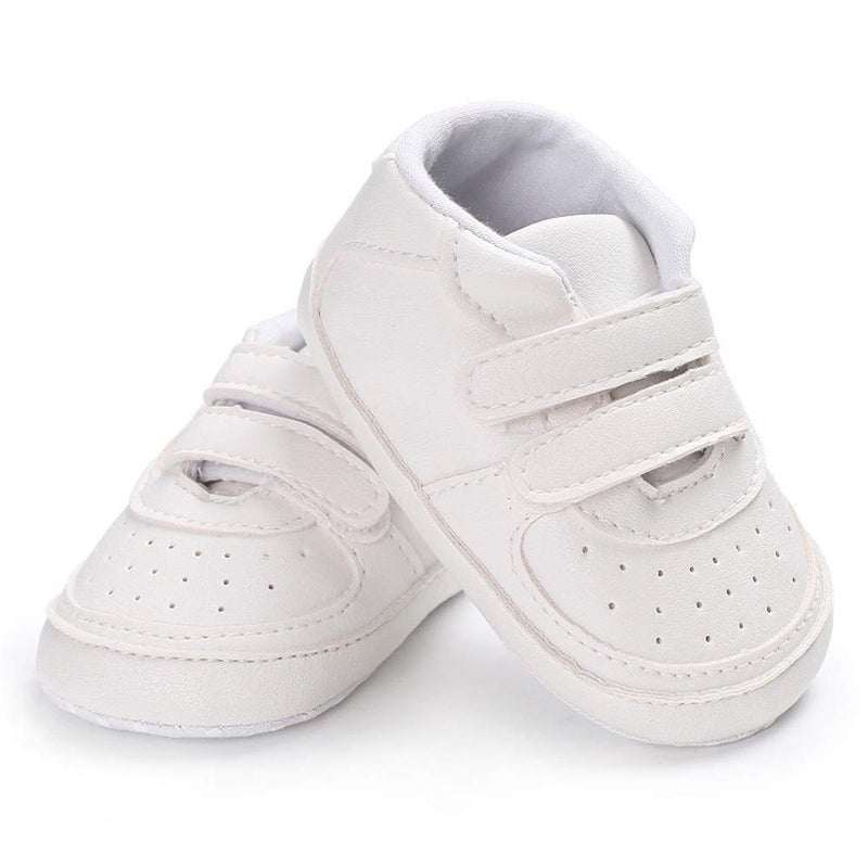 Csfry Newborn Baby Boys' Premium Soft Sole Infant Prewalker Toddler Sneaker Shoes White US5 - Image 5